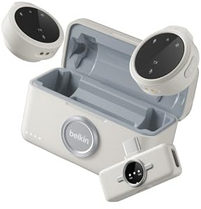 Belkin Stage Micro sans Fil avec Clip d'attache, Micros Cravates pour iPhone, Android, 24 bit/48 kHz, Autonomie De 36h, ENC, Micro Magnétique Omnidirectionnel pour Youtube, Podcast, Vlog