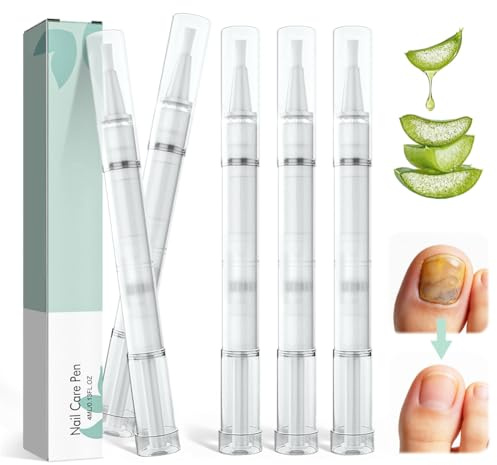 5 stycken nagelvårdspennor, nagelsvamppenna, nagelsvamp nagelvårdspenna, nagelbehandlingspenna för fingernaglar och tånaglar med teeträdolja, vitamin E & aloe vera, nageltillväxt födning