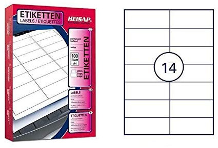 1.400 Bogenetiketten 105 x 42,3mm DIN A4 Universal-Aufkleber - 100 Bögen