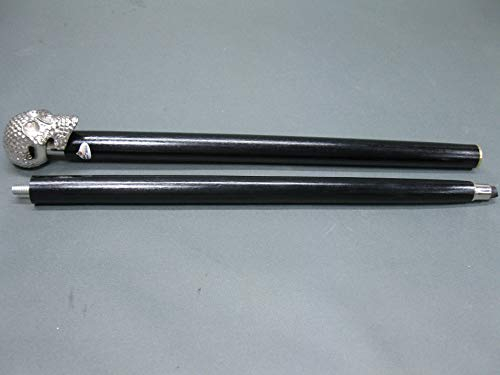 Zerlegbarer Gehstock Spazierstock Wanderstock Edelholz silbern Totenkopf Skull Kapitänsstock 90 cm Walking Stick