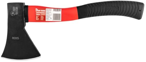 TOP TOOLS Axt aus Stahl mit Fiberglas Griff | 600-800-1000-1250 g | Fiberglasstiel Universalaxt Holzaxt Spaltbeil Spaltaxt Handbei | Beil Spaltbeil Camping | Kompakte Form