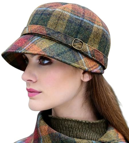 Mucros Weavers Damen-Flapper-Hut, Woll-Tweed, hergestellt in Irland, Herbst Leaves Tartan, Einheitsgröße