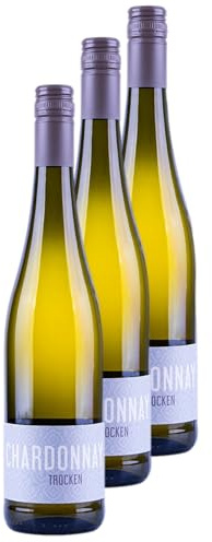 Nehrbaß - “Chardonnay 2024” - Weißwein trocken 3 x á 0,75 Liter - Qualitätswein - Vegan - Aus Deutschland (Rheinhessen) - mit Schraubverschluss