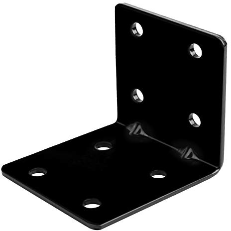 eoere 10 PCS 2-3/4 Black Steel L Right Reinforced Angle Bracket, Metal Joint Support Corner Brace for Wood Projects Furniture Fix, Thickness 1/8, Max.Load 110 LB