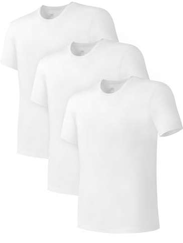 DAVID ARCHY Herrvästar undertröjor med ultimat mjuk flerpack kortärmade underkläder västar, Vit x 3-rund hals, M