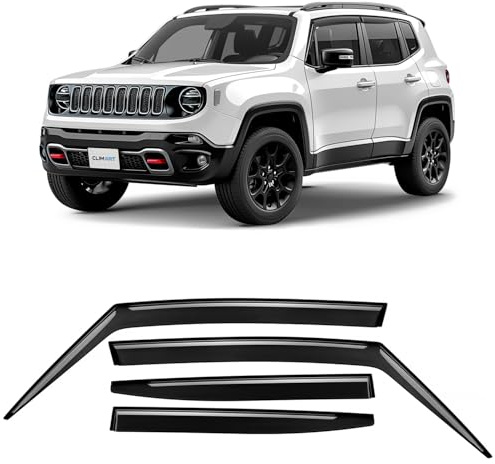 CLIM ART Windabweiser für/kompatible mit Jeep Renegade 14-26 - Klebe 4 St. | Regenabweiser Autofenster Regenschutz Jeep Renegade – bruchsicher Polycarbonat, kratzt nicht, wetterfest, frischluft