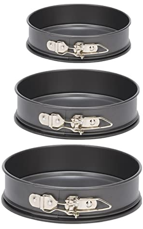 patisse 62923 – Set de 3 moules à gâteaux ou moules à manqué ronds fond amovible avec charnière – Profi - Acier revêtu –Ø 18/20/24 cm, Gris Anthracite