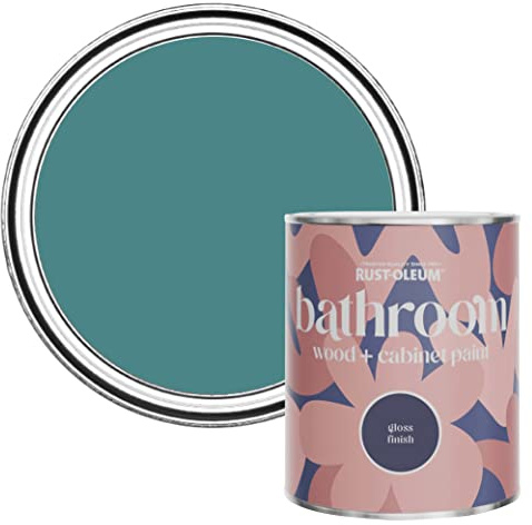 Rust-Oleum Green Moisture Resistant Bathroom Wood and Cabinet Paint in Gloss Finish - Peacock Suit 750ml