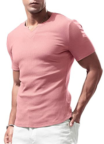 Lehmanlin Camicia a Maniche Lunghe/Corte T-Shirt Sportive da Uomo, Scollo a V Elasticizzato,vestibilità Muscolosa,Biancheria Intima Casual