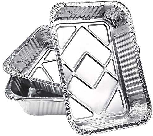 YKUKIZEE 30Pack Large Foil Trays for 3500ml, Disposable Roasting Foil Trays Tins Large, Aluminium Foil Roasting Trays for Takeaway Baking Cooking Broiling BBQ(33 x 26 x 6.5cm)