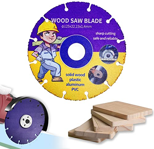 Kizaten Disque à Tronçonner,125 mm Disque à Tronçonner Carbide Multi Wheel,Disque a Tronconner Bois pour Meuleuse d'Angle Pour Planches,Caoutchouc,Contreplaqué,Clous en Acier