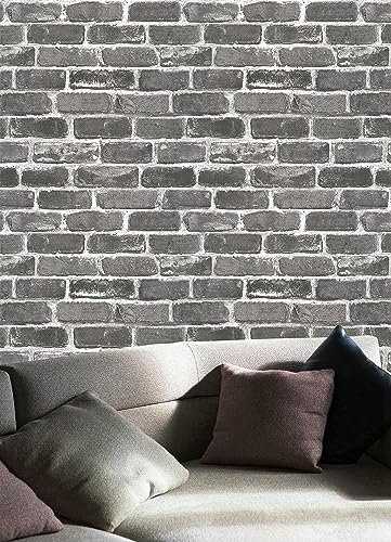 RchSLK Carta da parati autoadesiva da parete in mattoni adesivi da parete vintage mattoni pietra grigio rosso carta da parati decorativa per mobili porta da parete impermeabile, 44.5cm X 3m
