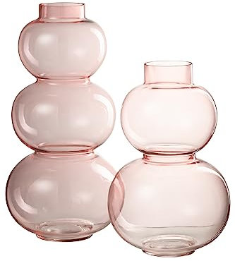 J-Line Jarrón Esfera Vidrio Rosa Large - Florero 36 cm de alto