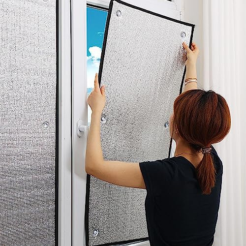 Eledvb Premium Isolierfolie,Sonnenschutz Verdunkelungsfolie,7-8mm Dicke Hitzeschutzfolie,99% UV-Schutz und Sichtschutz,Thermofolie für Fenster/Auto/Camping oder Pool,mit Saugnapf (50 * 130cm)