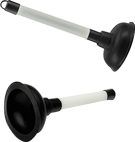 Plunger Heavy Duty Sink Plunger Unblocker Plumbing Tools with 22.5cm (9 inch) White Handle and 10cm (4 inch) Black Rubber Suction Cup for,Toilet Kitchen Sink and Shower Drain Unblocker