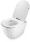 RD Luxury® Moderno WC sospeso a parete bianco e oro senza bordo - Set completo con sedile a chiusura rallentata e copriwater in Duroplast per bagno degli ospiti.