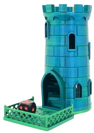 drunkLY - 3D Würfelturm für das perfekte Würfelerlebnis, perfekt für RPG, Miniaturspiele und Brettspiele, mit Würfel und Aufbewahrungsbeutel - Geschnek Idee (Metallic grün/blau)