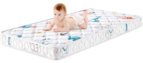 Ours à bulles Madrass för barnsäng och småbarn 90 x 200 x 13 cm, baby 100 % stickat tyg, fuktabsorberande och ventilerande