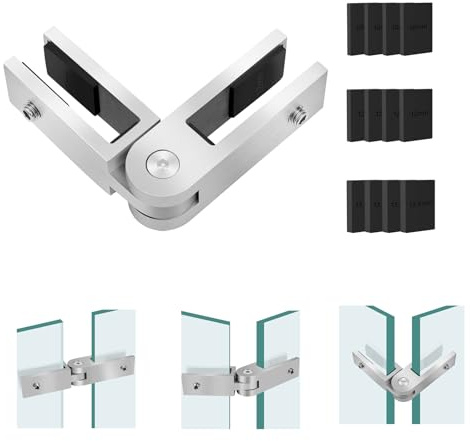 Gyykzz Adjustable Glass to Glass Clamp, 90 to 270 Degree Railing Clamp Indoor & Outdoor, Brushed Finish Stainless Steel T304 Railing Clip Brackets for Fence, Balustrade, Balcony Deck