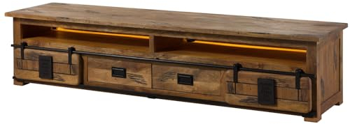 Massivmoebel24.de TV-Board Mango/Altholz 220x55x50 Natur lackiert Railway LUX #132, Farbe:Natur lackiert, Größe:220x55x50 cm (BxTxH)