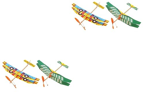VICASKY 4 Pcs Rubber Band Plane Rubber Band Powered Aircraft Kid Plaything Airplane Model Airplane Toy Educational Toy for Glider Planes Model Biplane Aircraft Airplane Glider