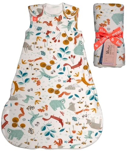 Folk & Thread Organic Baby Sleeping Bag 1 tog | Comfortable & Snuggly Baby Sleep Bag Thoughtfully Designed To Give You & Your Baby a Peaceful Night's Sleep | Ideal for 18-24C Rooms | 0-3m Folktails
