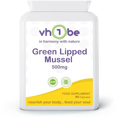 Green Lipped Mussel with Vitamin C – 90 Capsules | Supports Joint Health, Collagen Formation & Immune Function | Food Supplement by vh1be