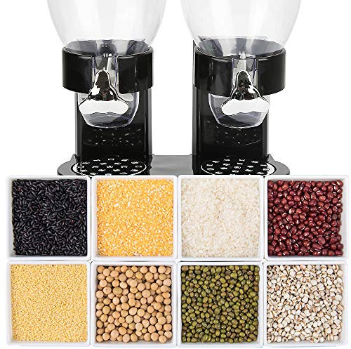 Willonin Doble Dispensador de cereales,Distribuidores de cereales Duo,Dispensador de cereales,Caja de almacenamiento para dispensador de cereales- BREAKFAST ACCESSORY (negro)