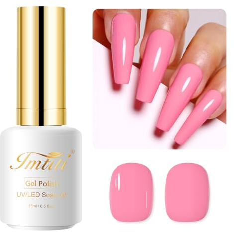 Imtiti Rosa UV Nagellack, 15ML Helles Rosa Gel Nail Polish für Herbst Winter - DIY Nagel Kunst Starter Maniküre Salon Gellack Kit