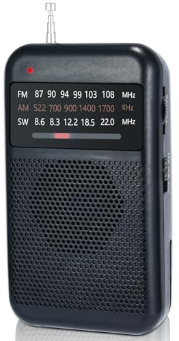 Radio portatil pequeña, Am/FM/SW Transistores Radio a Pilas, Mini Radio de Bolsillo con excelente recepción y Toma de Auriculares, Radio Sencilla para Exteriores, Interiores y Emergencias