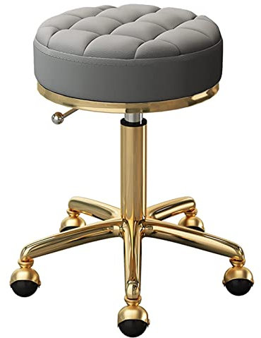 XLDZ 360 Grad drehbarer Rollhocker, verstellbarer Arbeitshocker mit Rollen, 172 kg, goldenes Finish für Spa, Salon, Tattoo, Pediküre (grau)