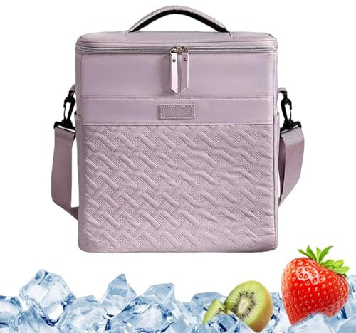 Isolierte Lunchbox mit elegantem Design, robuste, auslaufsichere Kühltasche, weicher Kühler mit Gurt, dekorativer 21-Liter-Lunch-Kühler, 30 x 22 x 32 cm, für Lebensmittel, Mittagessen, Reisen,