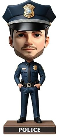 mydedor Individuelle Wackelkopf-Figur, individuelle Puppe, männlicher Polizist in Uniform, benutzerdefinierter Wackelkopf, Wackelkopf-Figuren, handgefertigt, personalisiertes Geschenk für erwachsenen