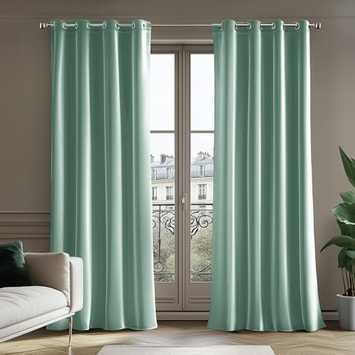 Deconovo 100% Vollverdunkelung Vorhänge Blickdichter Gardinen mit Ösen für Schlafzimmer Velvet Curtains Samt Blackout Vorhang Kälteschutz Dicke Thermovorhang, 270x140cm(HöhexBreite), Blau, 2er Set