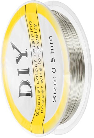 QUARKZMAN 0,5 mm / 24 Gauge Kupferdraht für die Schmuckherstellung, 1 Rolle Craft Anlaufbeständiger Perlen Draht für Schmuckherstellung DIY (Silber) - 6,5m
