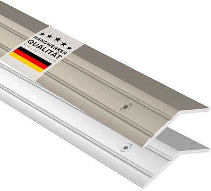 D-TACK Übergangsprofil Höhenausgleich zum Schrauben inkl. Schrauben & Dübeln | Höhe 4 mm | Länge 1 m | Titan | Übergangsschiene für Bodenbeläge | Höhenausgleichsprofil aus eloxiertem Aluminium