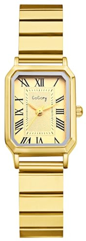 JewelryWe Uhren Damen Metallarmband Quadratisch - Elegant Analog Quarz Armbanduhr Frauen Geschäfts Lässige Uhr mit rechteckigem Muschel Zifferblatt und Legierung Armband