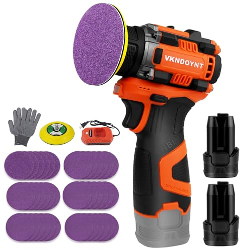 Brushless Small Sander with 36PCS Sandpapers, 2 Variable Speed Cordless Sander (0-500/0-3000 RPM), 2Pcs 3.0Ah Batteries, Mini Compact Electric Sander for Wood, Metal, Paint Removal, and DIY Projects