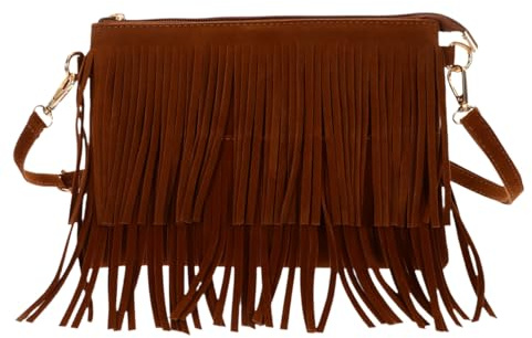 Baluue Vintage Tassel Crossbody Purse Fringe Shoulder Bag Retro Saddle Bag for Women Lightweight Handbag with Multi-Way Carry for Travel Dating Party Daily Use