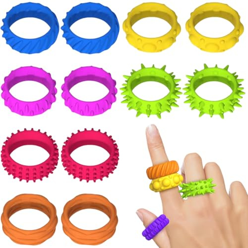 HABNI 12 Pcs Fidget Toys Anneaux Sensoriels Jouet De Décompression Jouet Anti Stress pour Enfants Garçons Et Filles Soulage Le Stress Et L'Anxiété l'Autisme Et Le Tdah