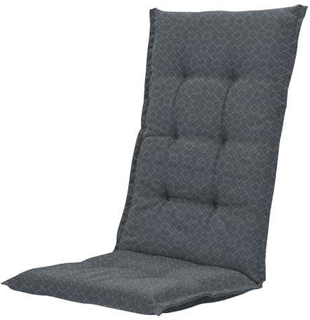 Gardissimo Hochlehnerauflage Check Grey, 120 x 50 x 8 cm, grau | Wasserabweisend imprägniert, UV-Lichtecht, Karomuster, Polsterauflage für Gartenstuhl
