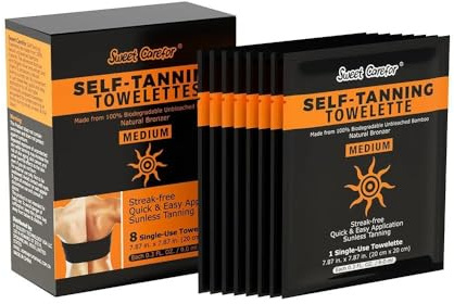 Claryon SunGlow Self-Tanning Towelettes – 8 Individually Wrapped Wipes – Streak-Free, Natural-Looking Tan in 2–4 Hours 8 Individually wrapped wipes per box Face & Body Sunless Tanning