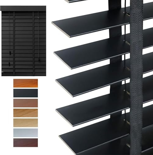 Veneziane da Interno, 50 mm Tende Veneziane in Legno, 20 cm 40 cm 60 cm 80 cm 100cm 120cm 140cm 160cm Oscuranti Persiane, Tenda Veneziana per Porte Interni Finestre(Black)