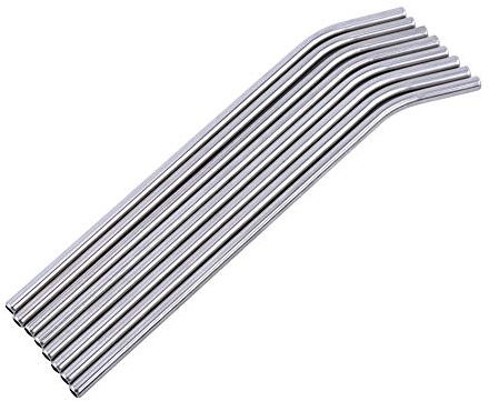 Brrnoo Pajitas de Acero Inoxidable, Pajitas de Acero Inoxidable Reutilizable con 3 Cepillos de Limpieza Reutilizables Kit 8pcs de Bebida Paja de café para Uso Familiar