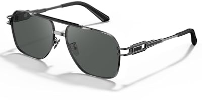 STGATN Pilot Polarised Sunglasses for Men, UV400 Protection, Double-Bridge Design, 145mm Wide Eyewear for Driving Hiking Fish Golf