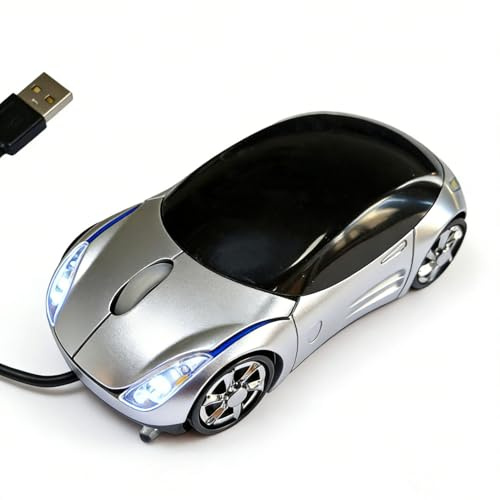 ZLMC Petite souris optique filaire USB en forme de voiture de sport, 1200 dpi avec 2 phares, Plug and Play, pour ordinateur portable ou bureau, bureau, maison, école, cadeau (argent)