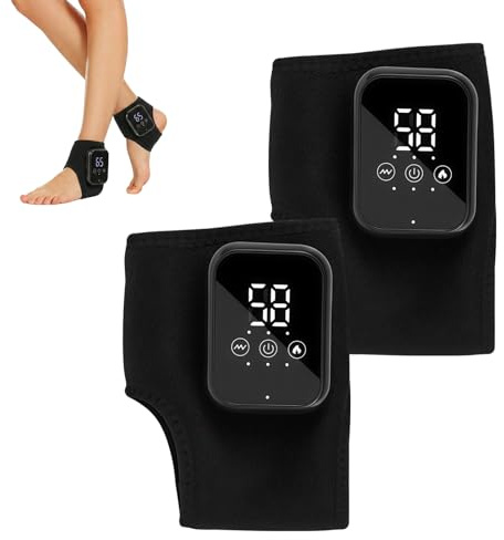 Foot Massager - 3-in-1 Heat-Foot Massagers for Pain and Circulation, Electric Ankle Massager for Swollen Ankles, 3 Gears Vibration & Hot Compress, Wireless Portable with 2000mAh Battery, Black(2PCS)