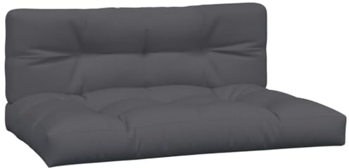 Foknhdi Palettenkissen 120x80 Anthrazit 2-TLG Sitzkissen Outdoor mit Rückenkissen 12 cm Schaumstärke Robustes Polyester für Balkon Gartenmöbel und Terrassenbank
