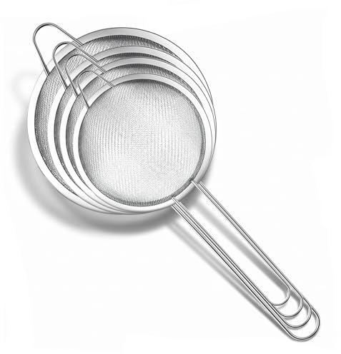 Cobee 4 Stück Edelstahl Sieb,Küchensieb Ø 6.9, 8,9.8, 12 cm Mehlsieb Set