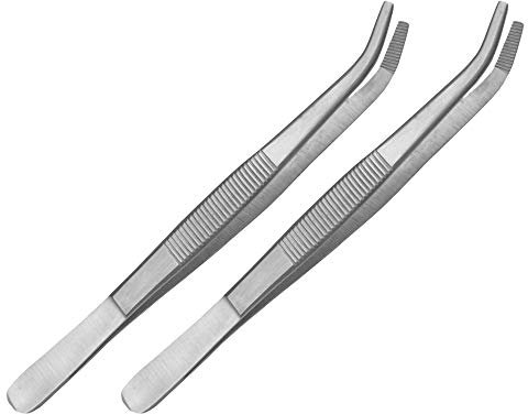 May – Set – 2 x pinzas técnicas curvadas – 14 cm – Pinzas para modelismo – Pinzas para electricistas – Pinzas industriales – Acero inoxidable